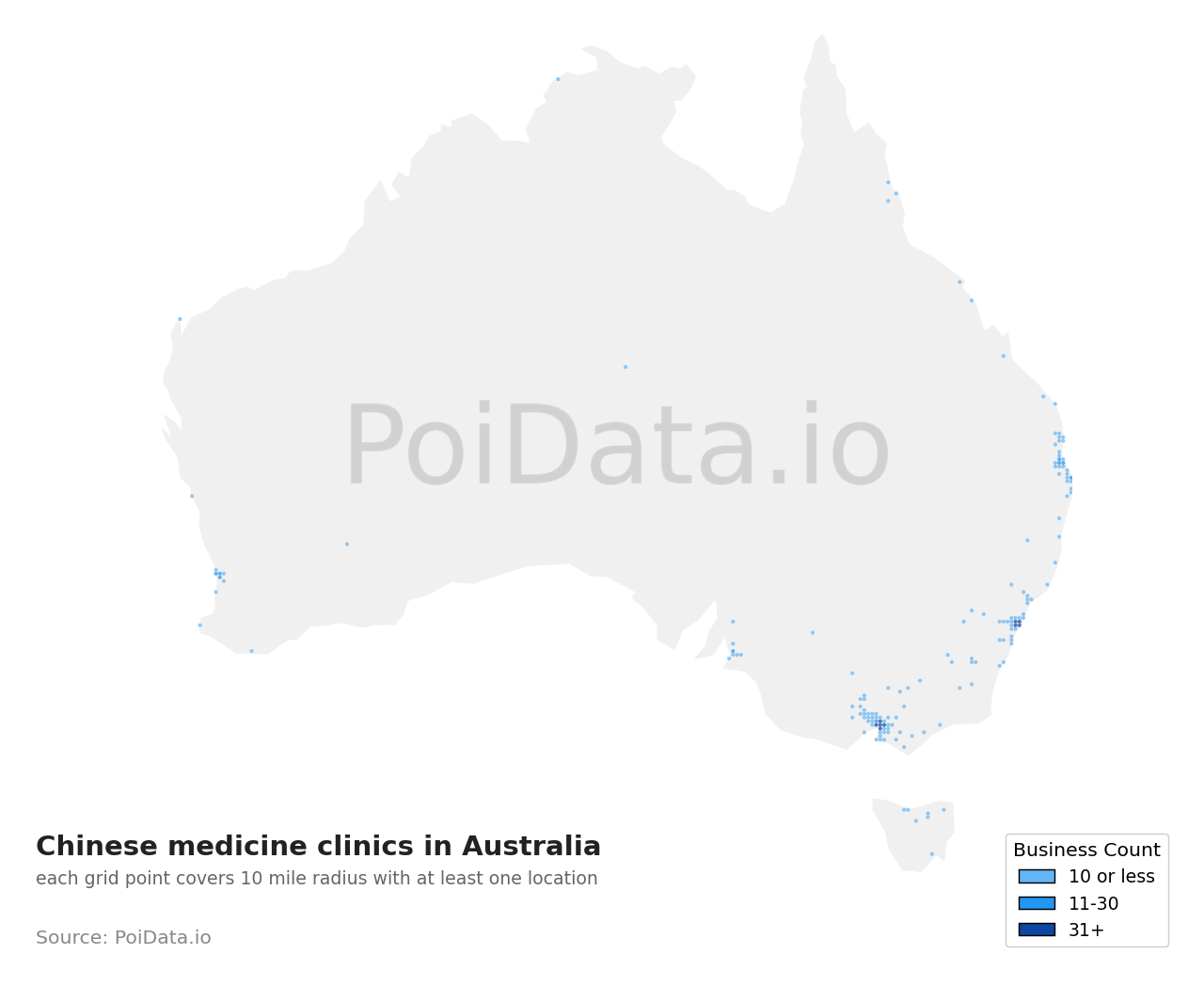 Chinese medicine clinic density map for Victoria, Australia
