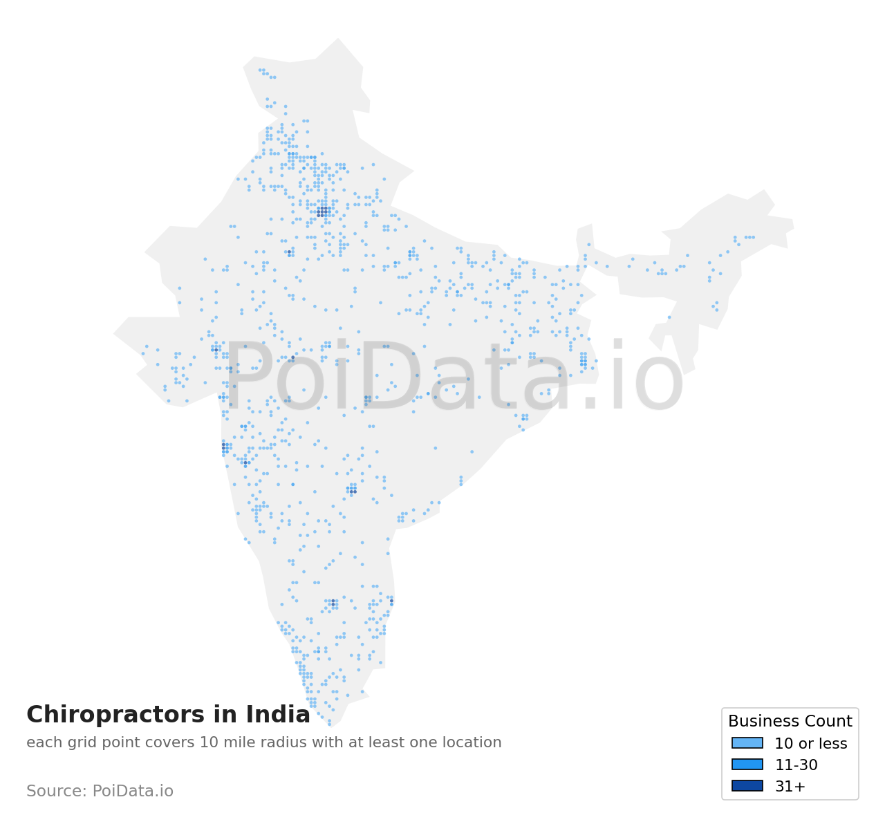 Chiropractor density map for India