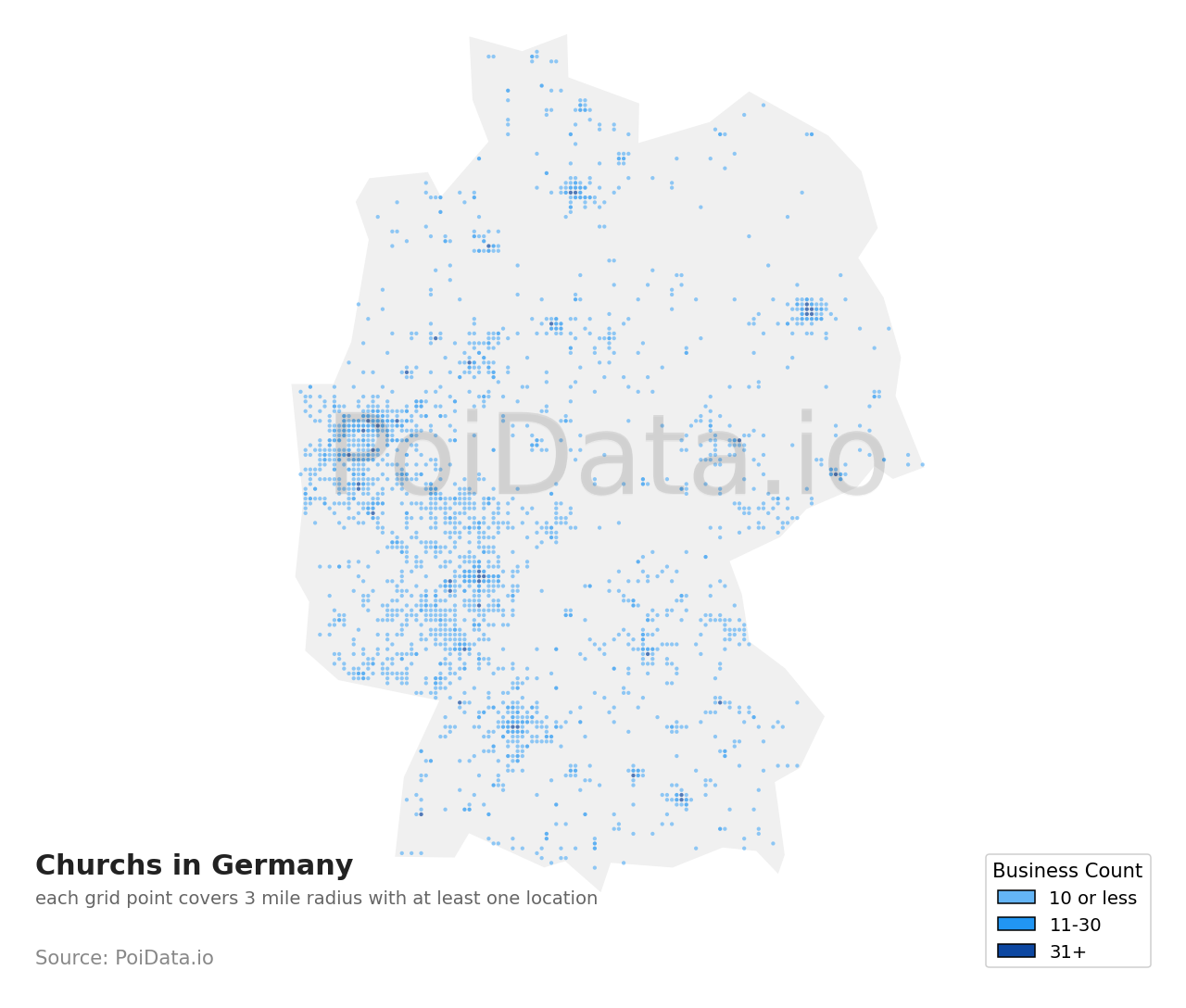 Church density map for Germany