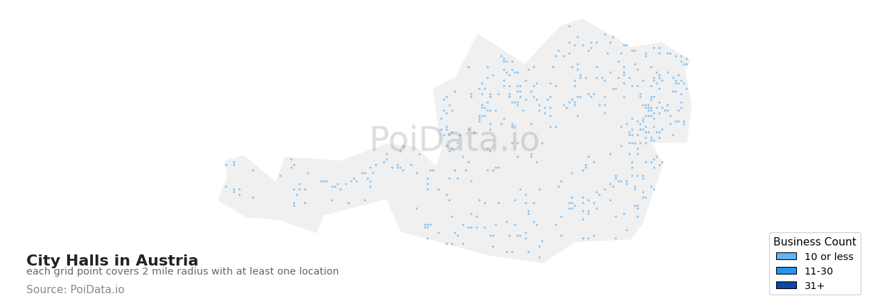 City Hall density map for Austria