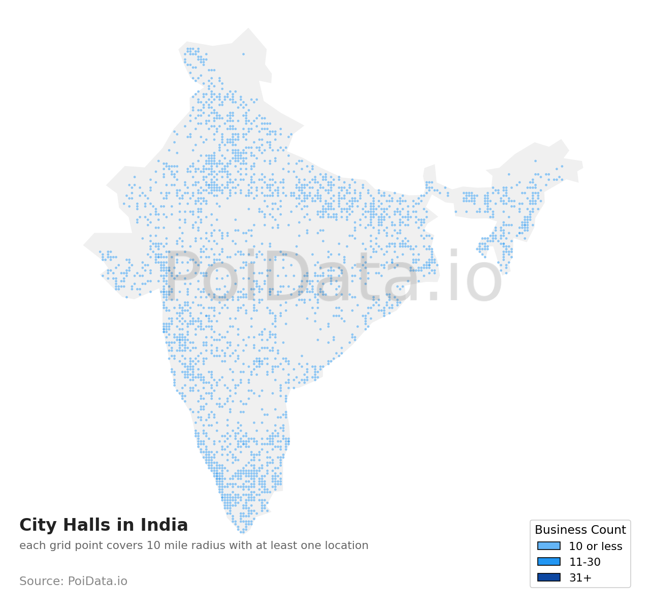 City Hall density map for India