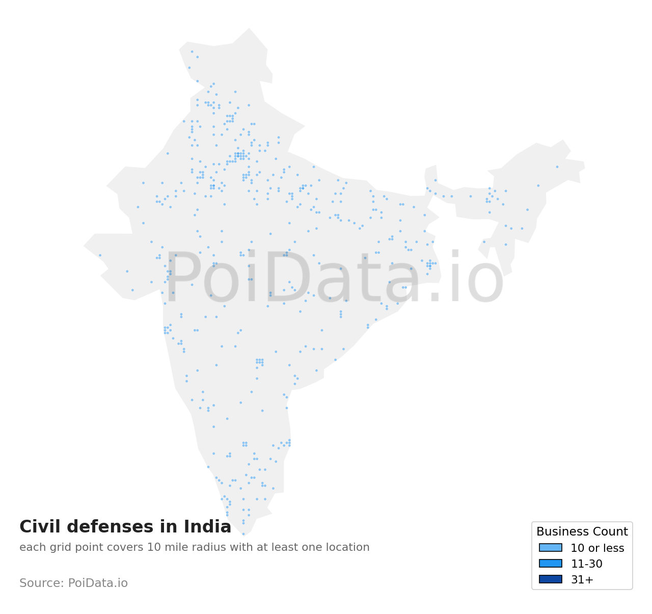 Civil defense density map for India