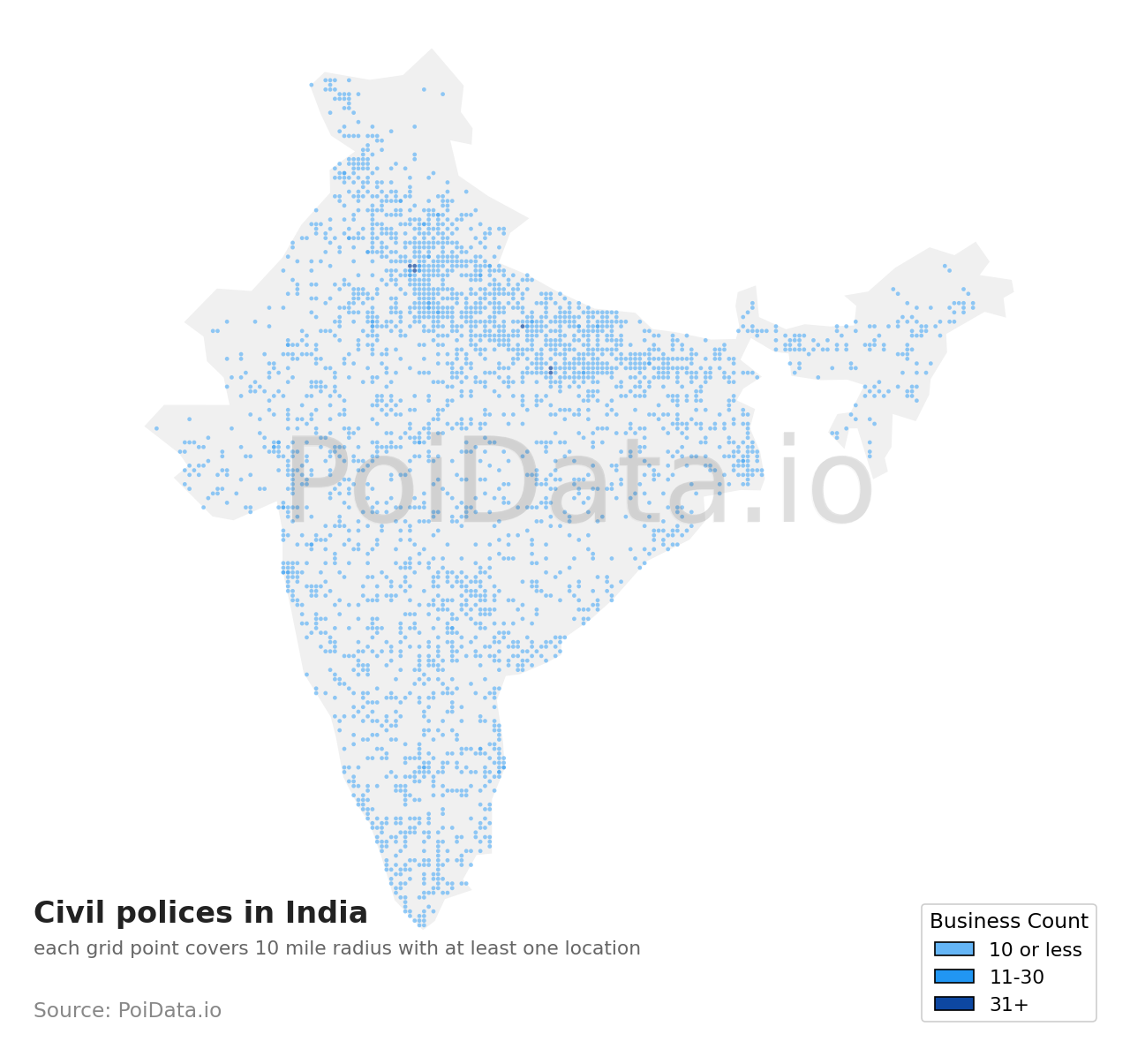 Civil police density map for India