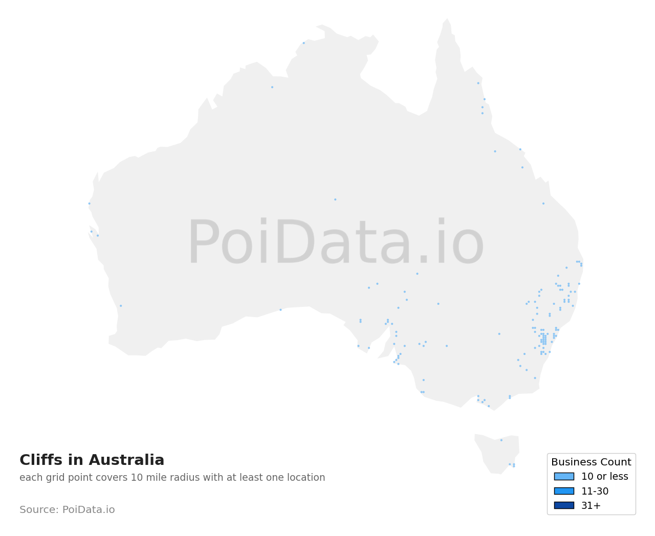 Cliff density map for Australia