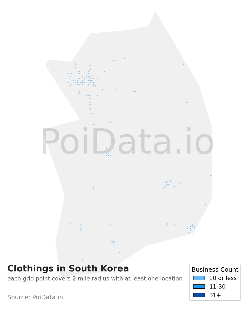 Clothing density map for South Korea