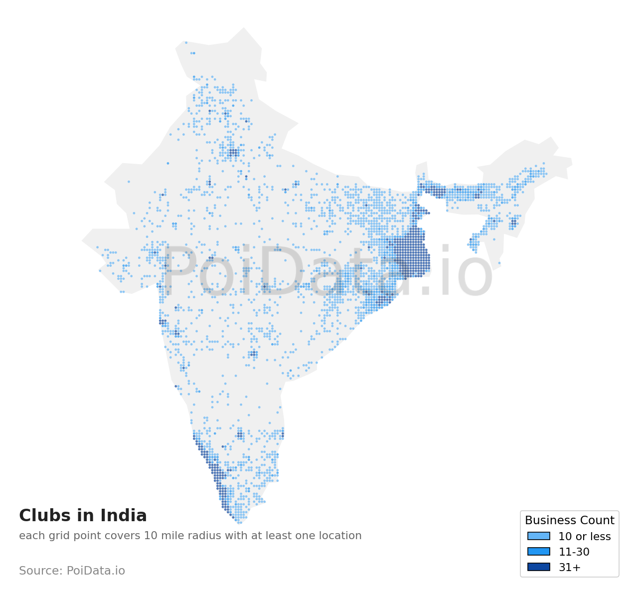 Club density map for India