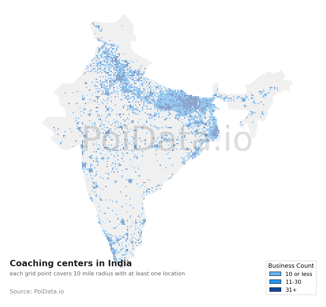 Coaching center density map for India