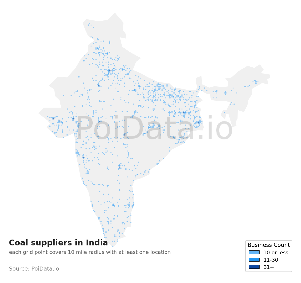 Coal supplier density map for India