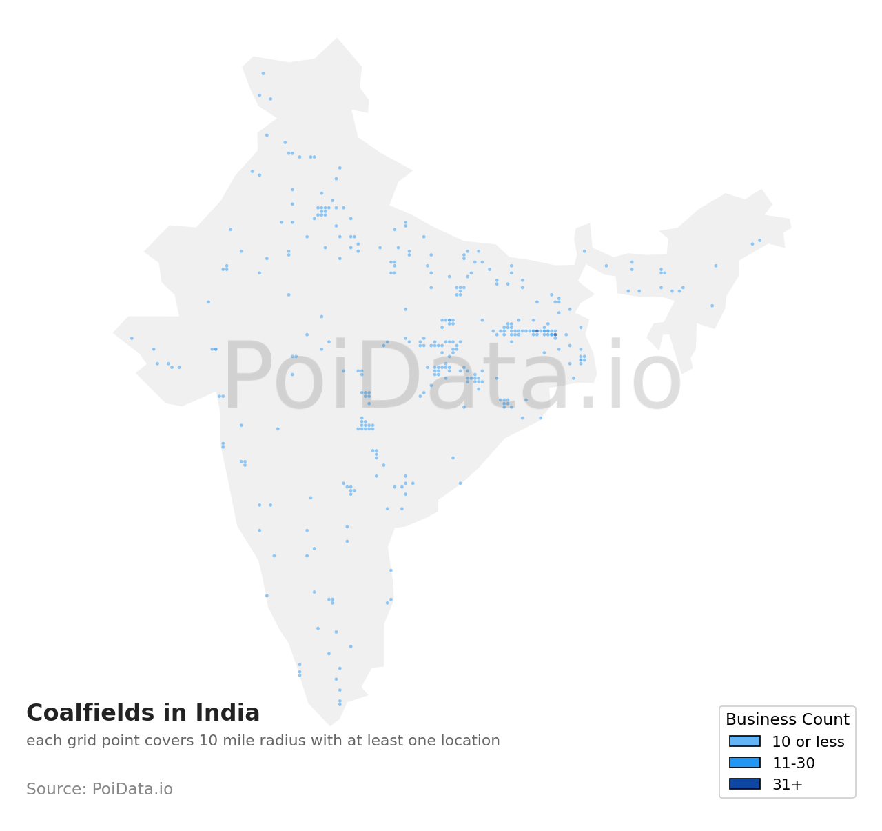 Coalfield density map for India