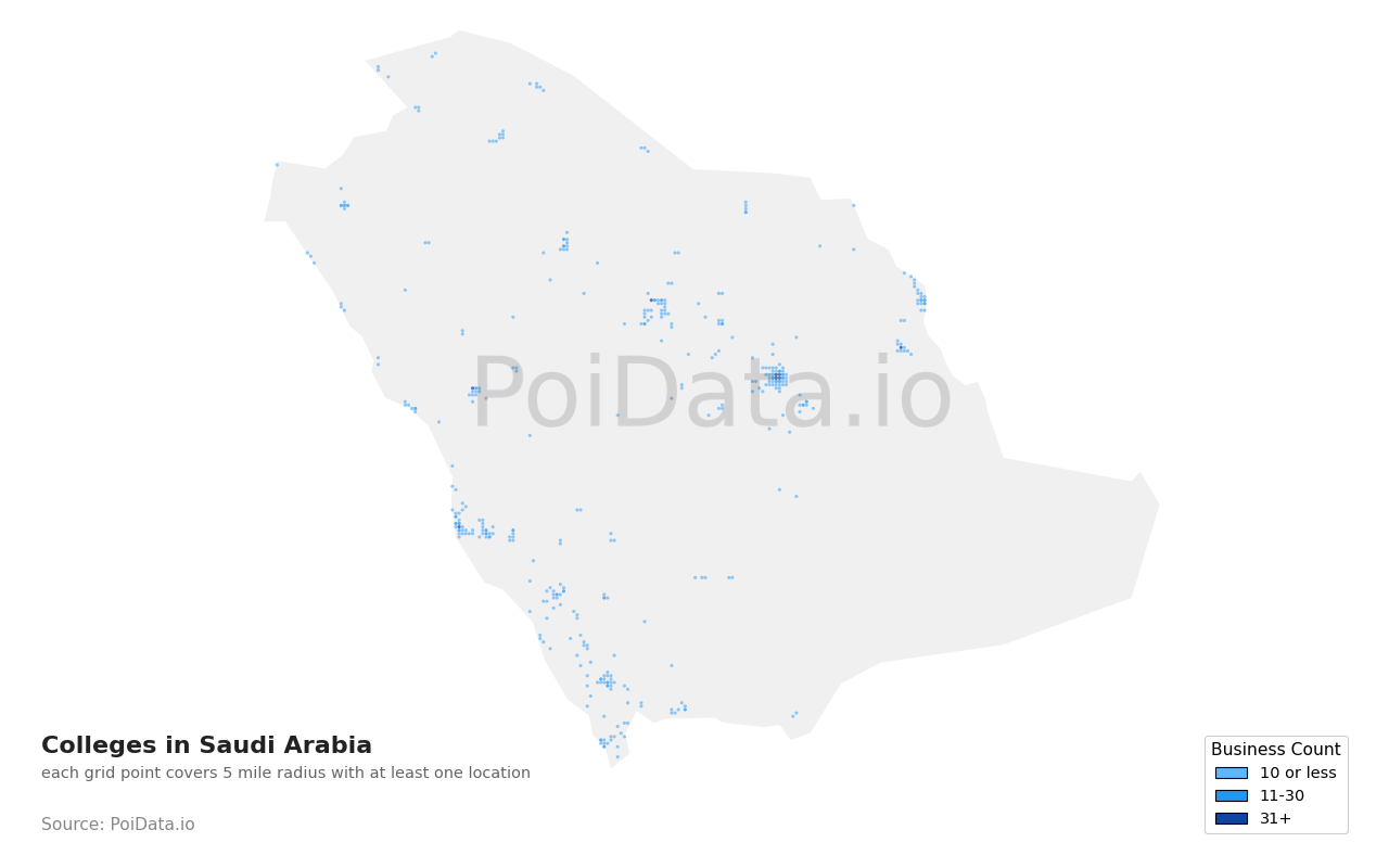 College density map for Saudi Arabia