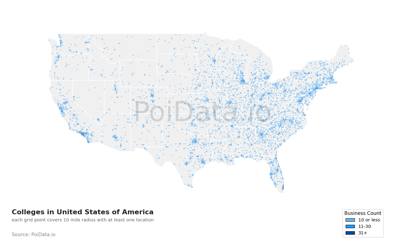 College density map for Florida, United States