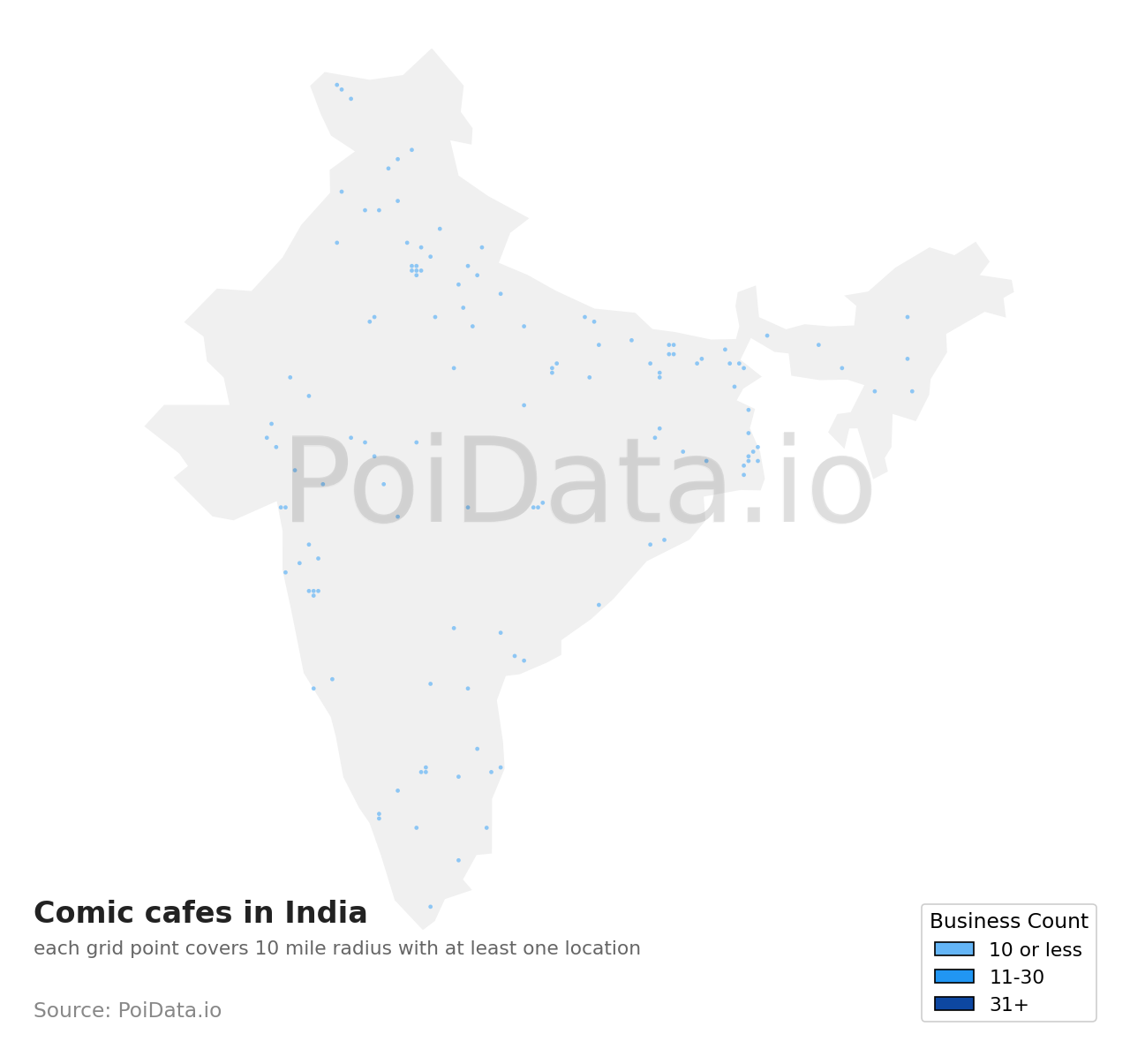 Comic cafe density map for India