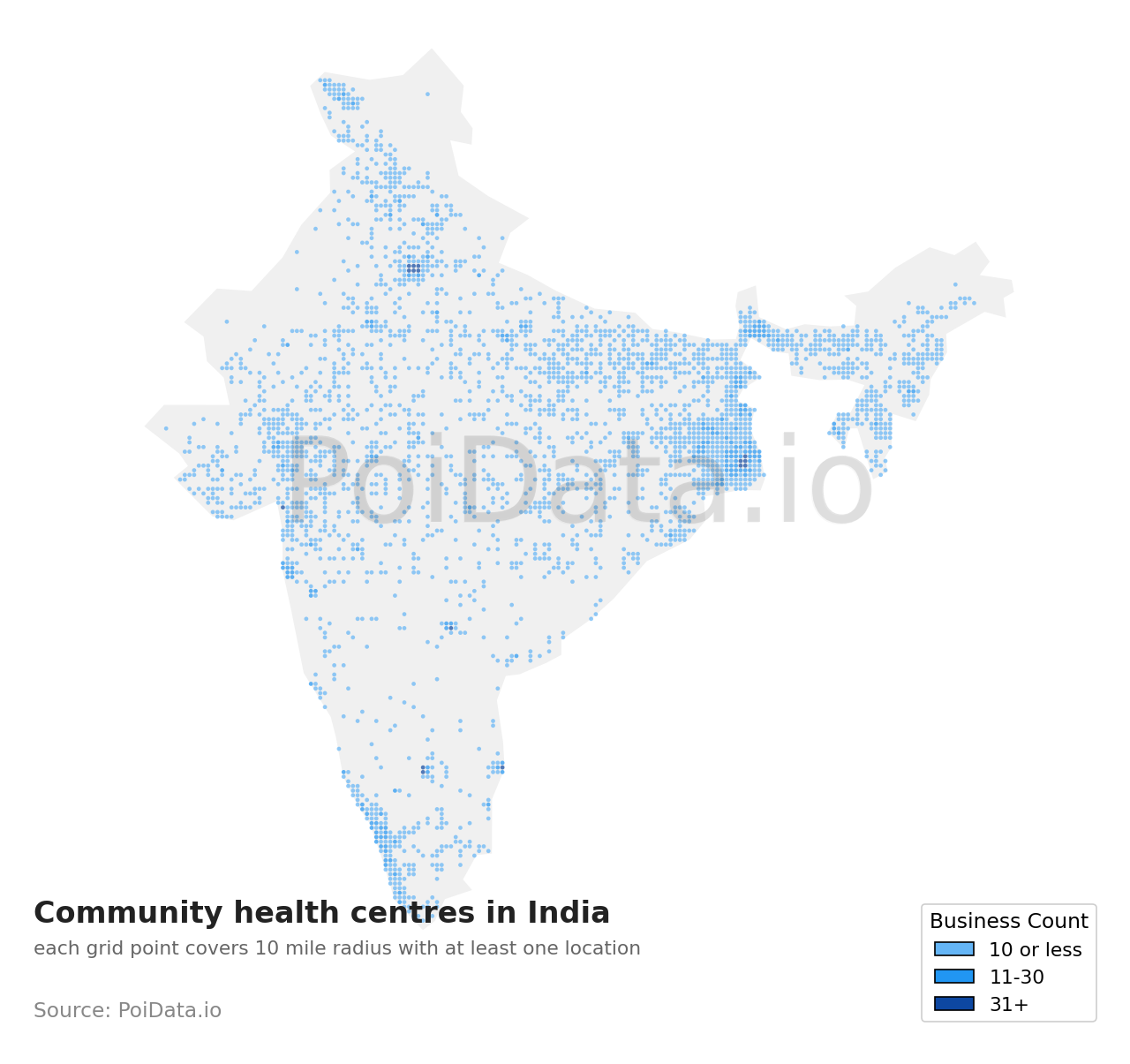 Community health centre density map for India