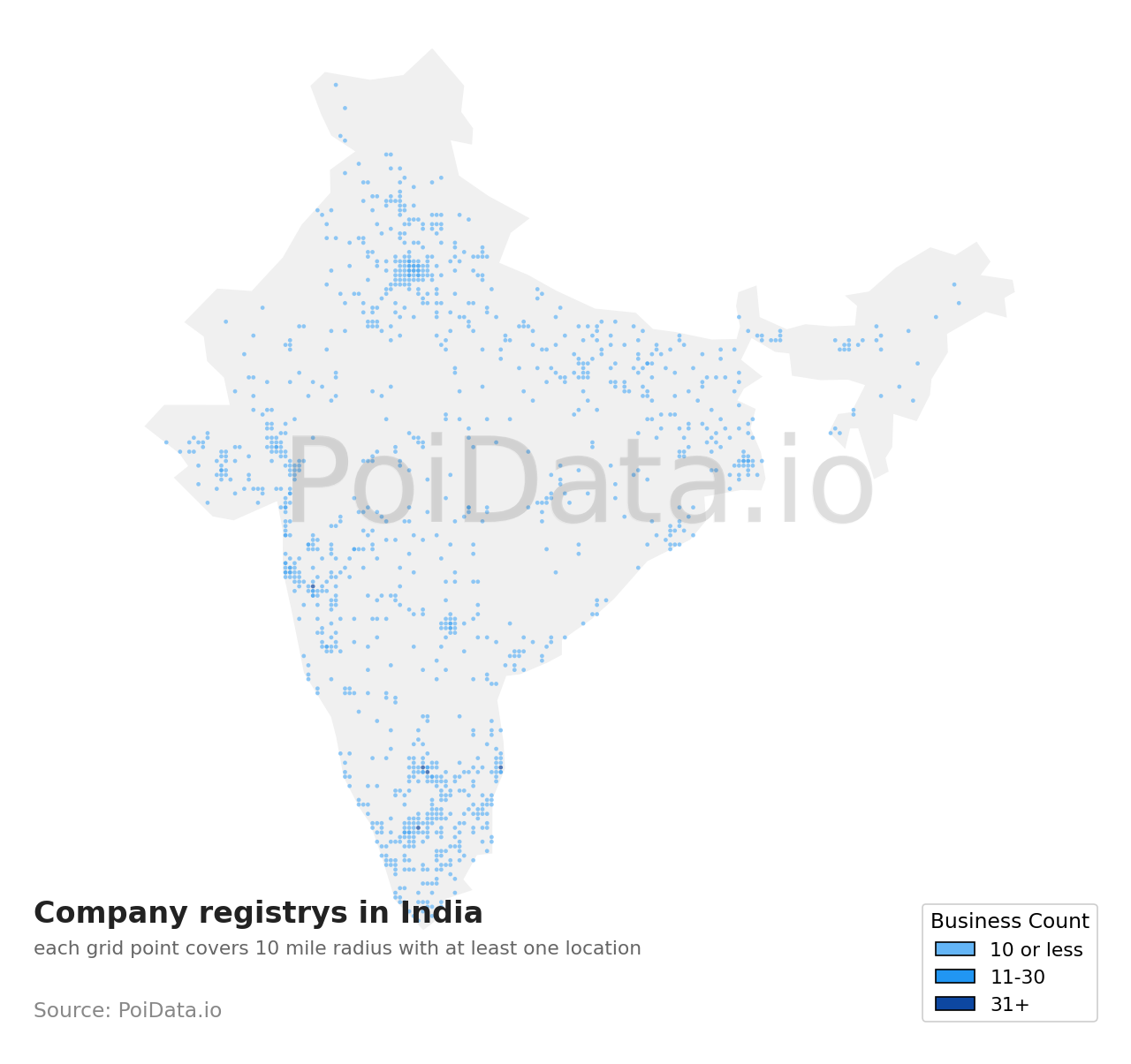 Company registry density map for India