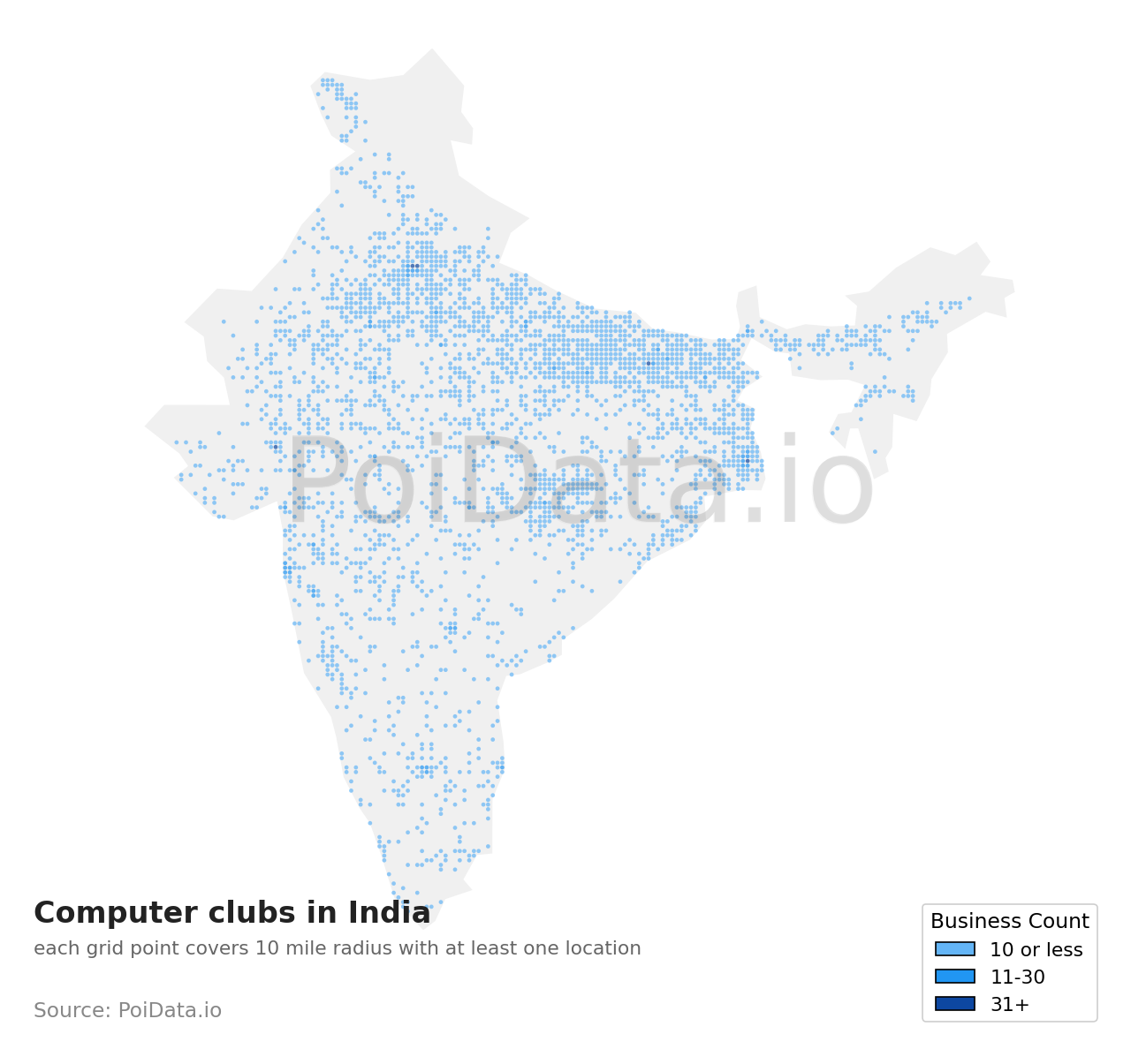 Computer club density map for India