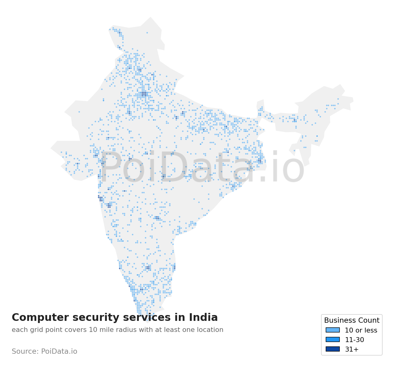 Computer security service density map for India
