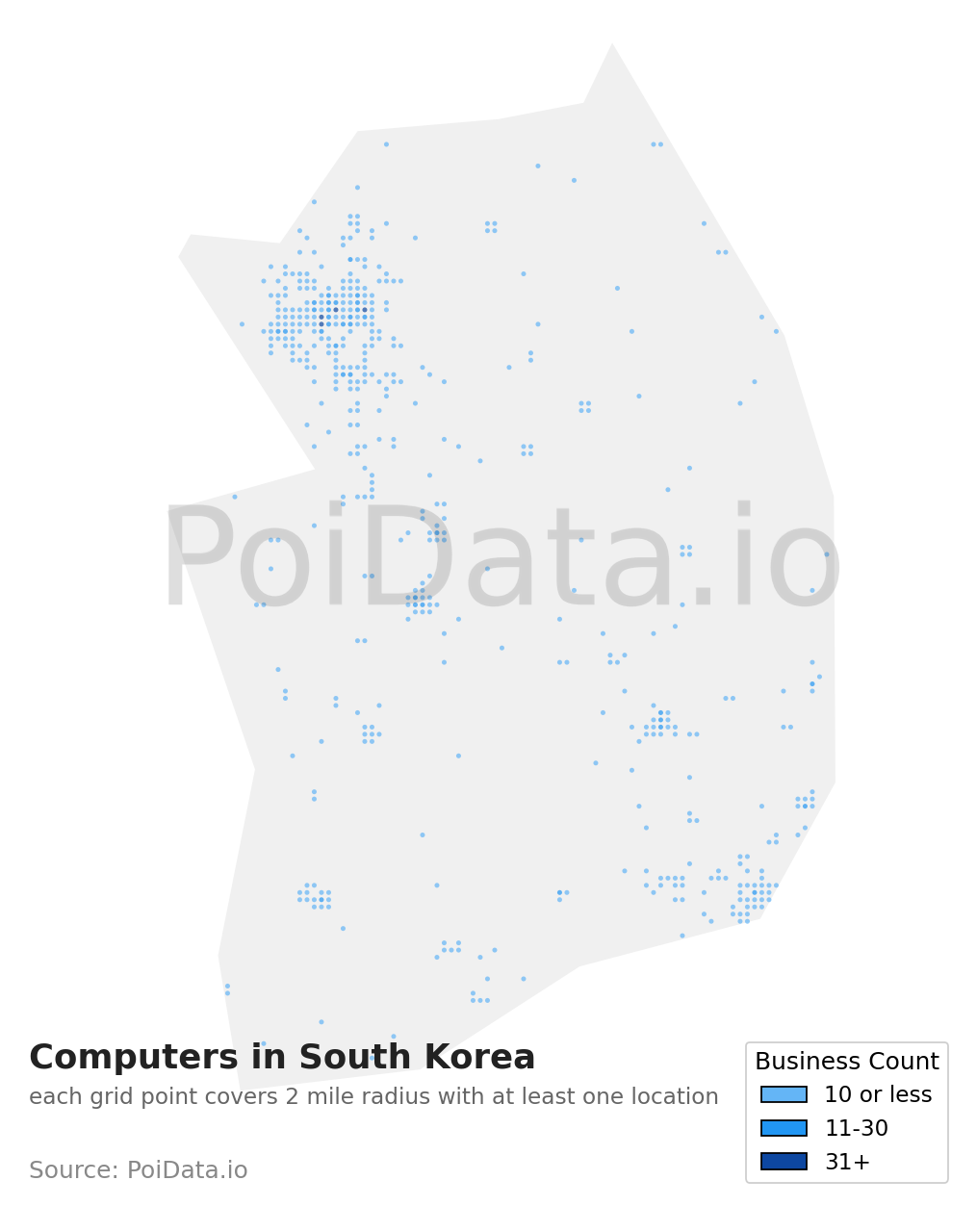Computers density map for South Korea