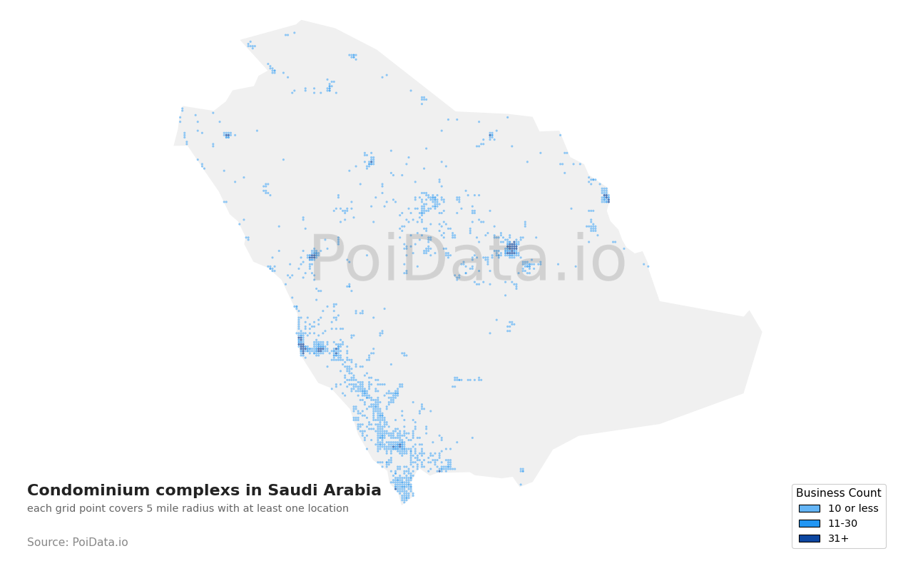 Condominium complex density map for Saudi Arabia
