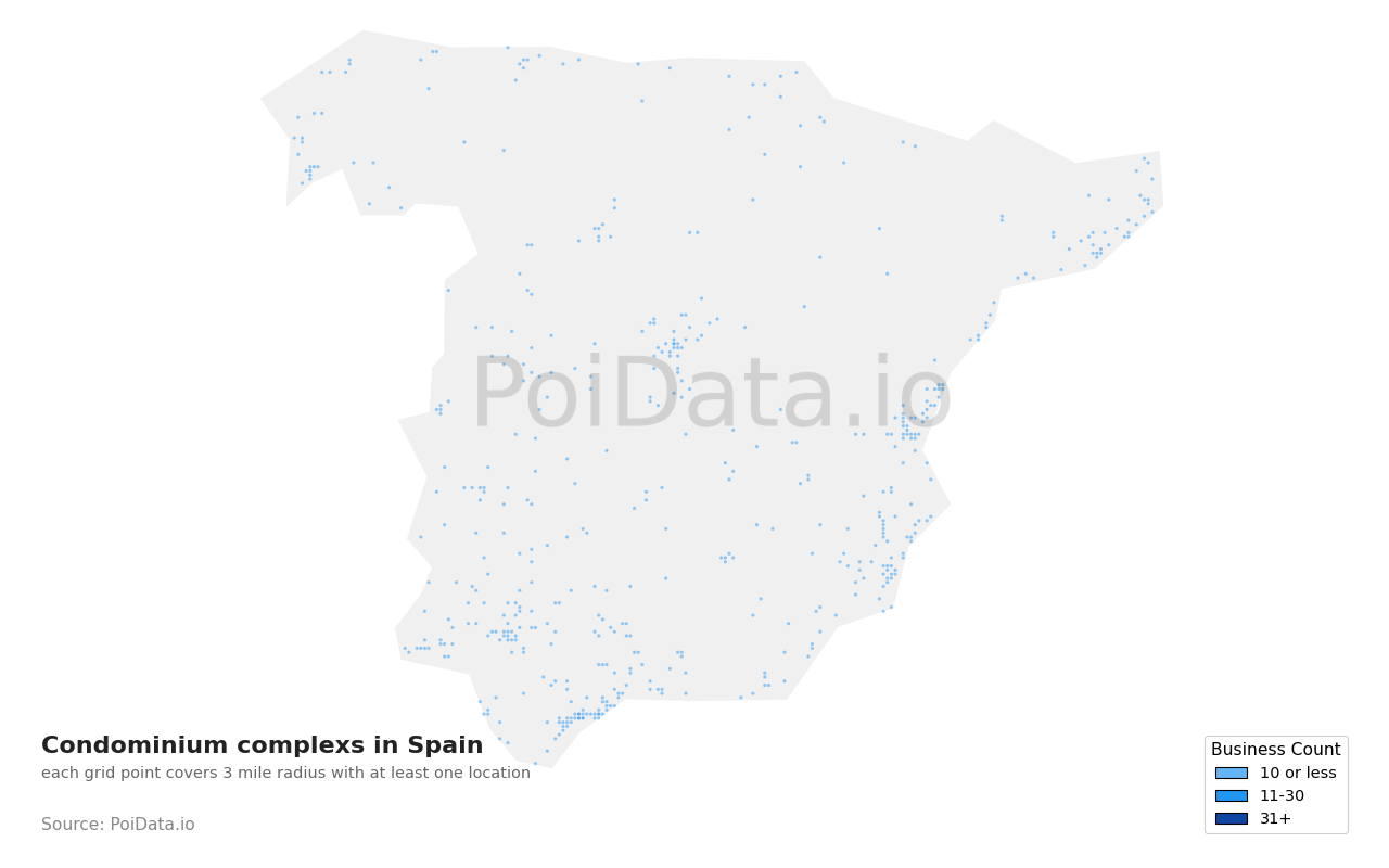 Condominium complex density map for Spain