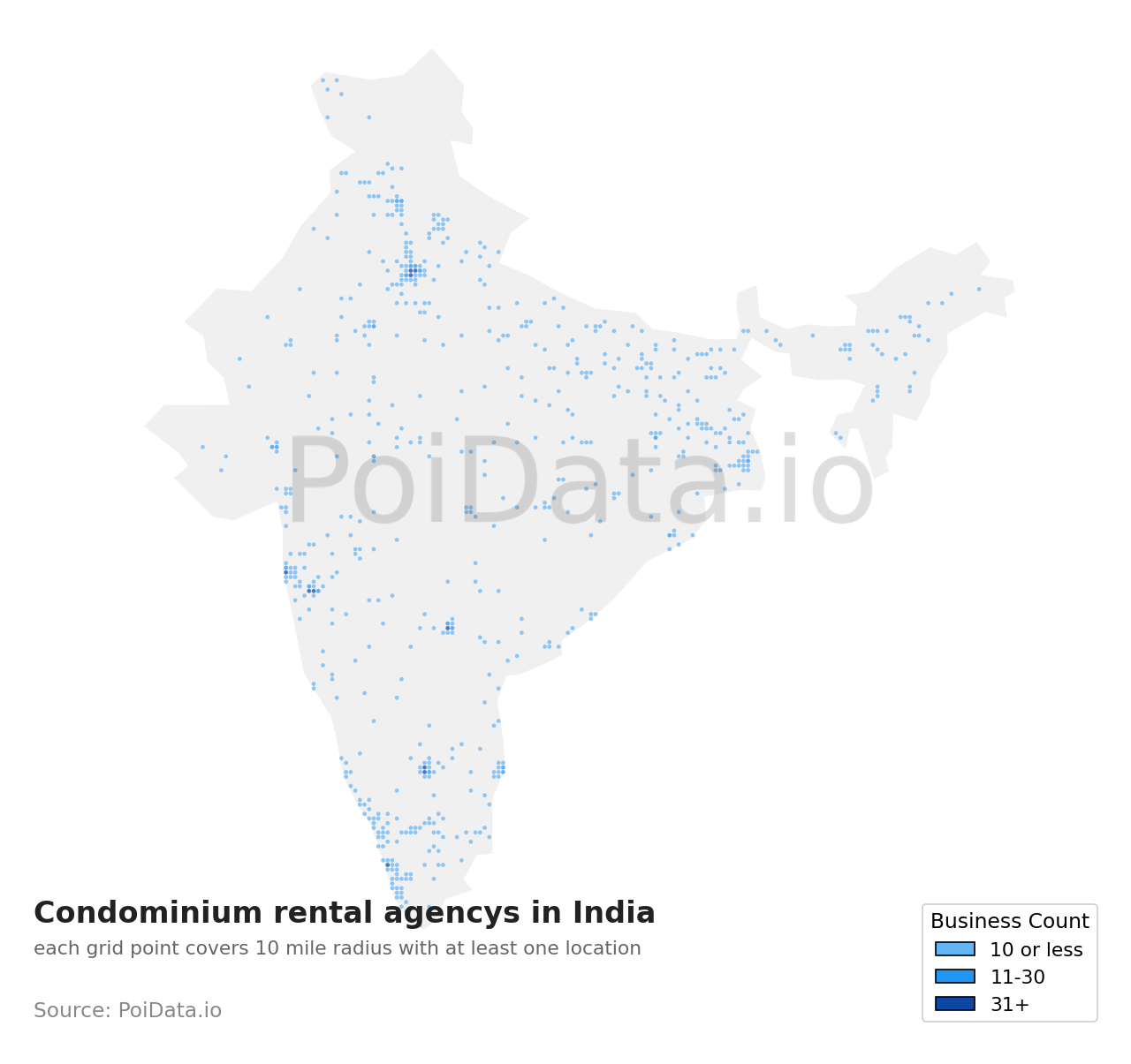 Condominium rental agency density map for India