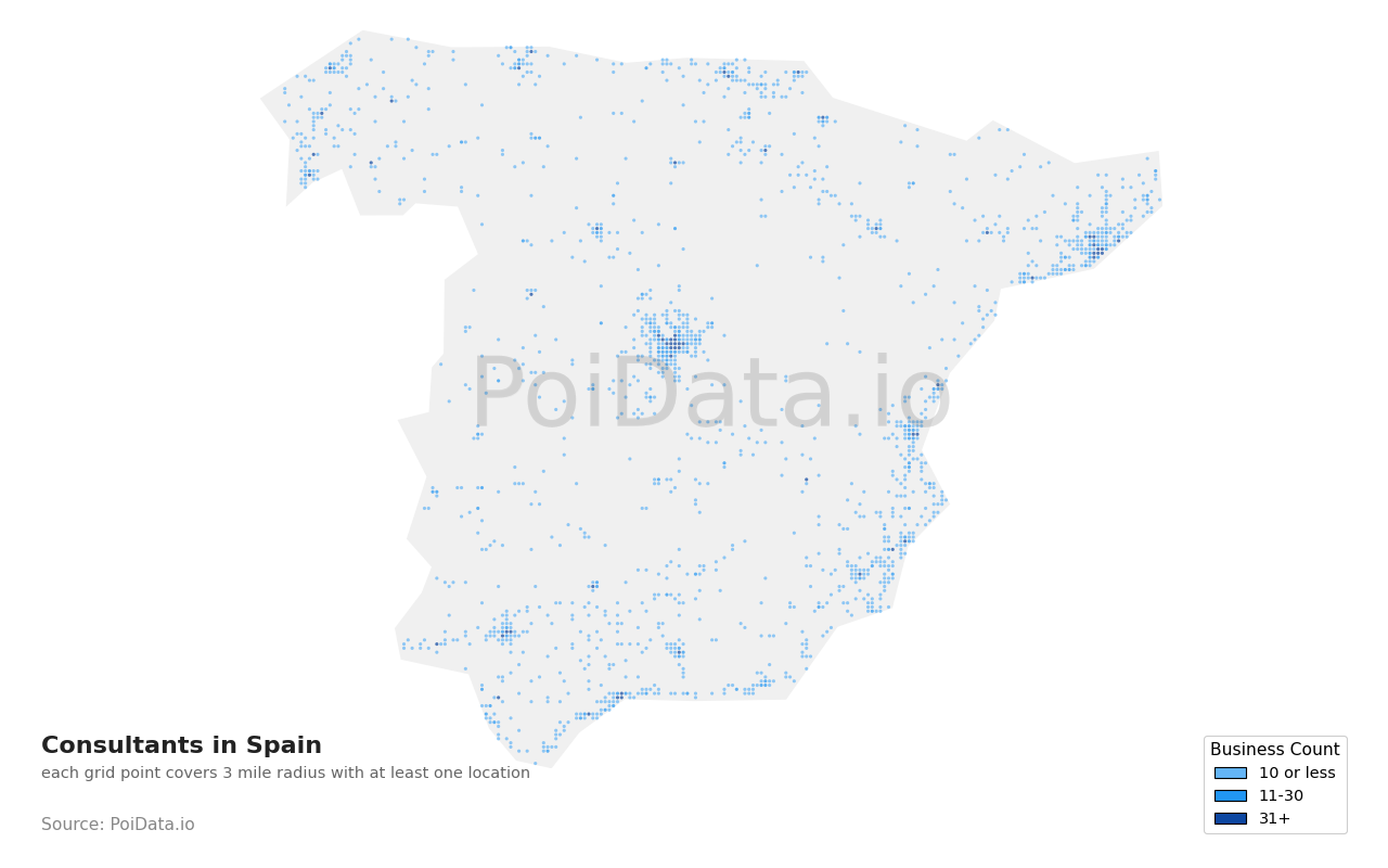 Consultant density map for Spain