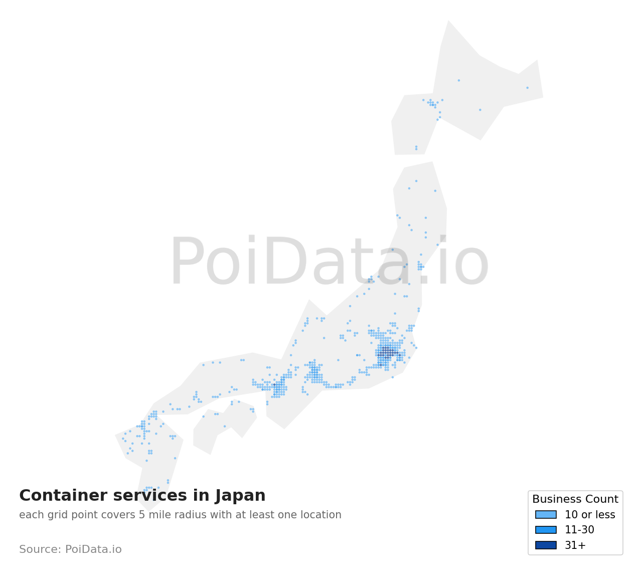 Container service density map for Japan