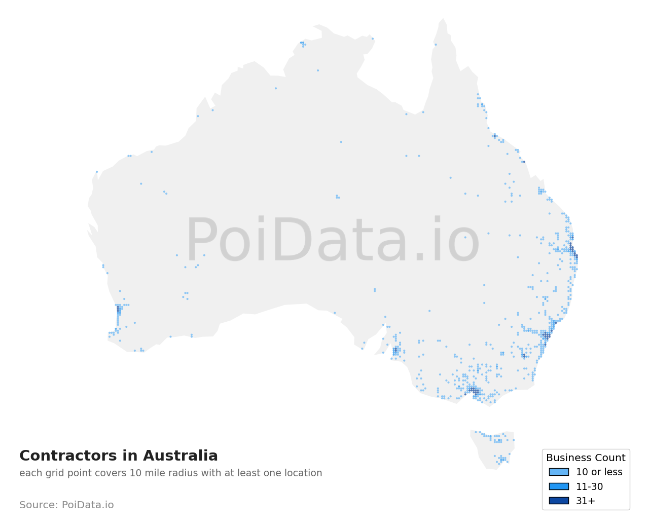 Contractor density map for QLD, Australia