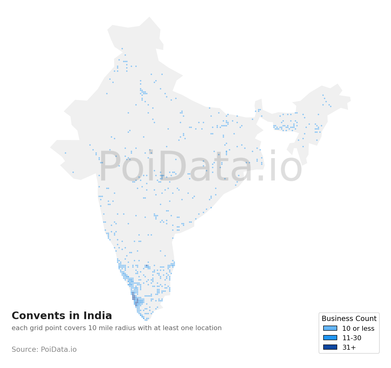 Convent density map for India