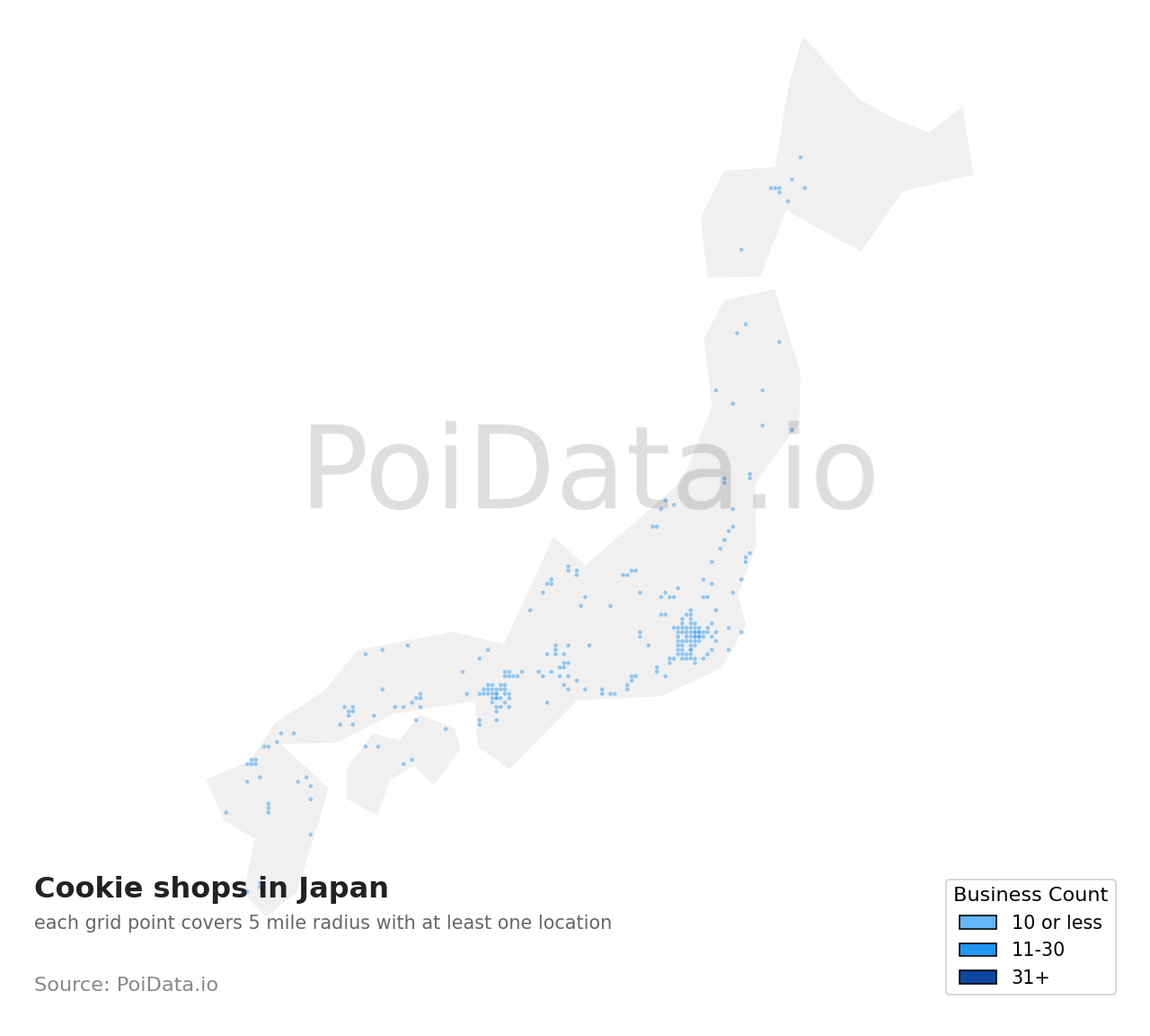 Cookie shop density map for Japan