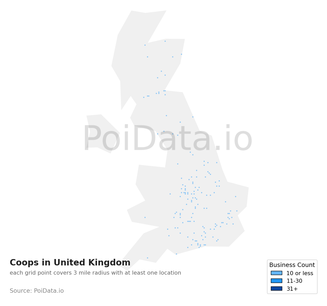 Coop density map for United Kingdom
