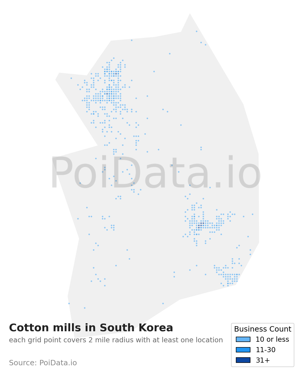 Cotton mill density map for South Korea