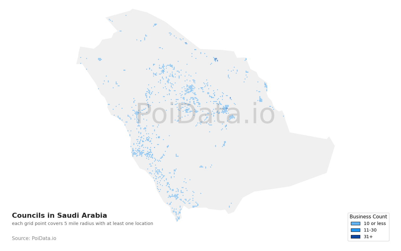 Council density map for Saudi Arabia