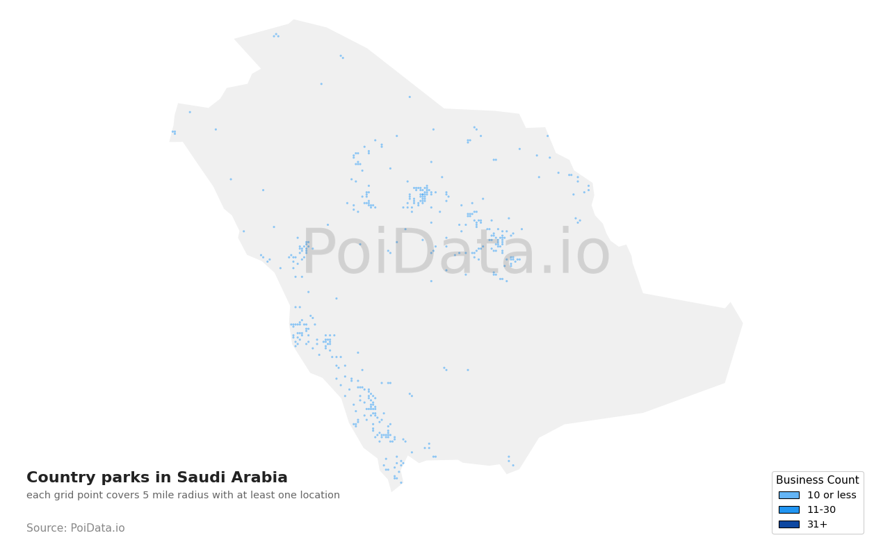 Country park density map for Saudi Arabia