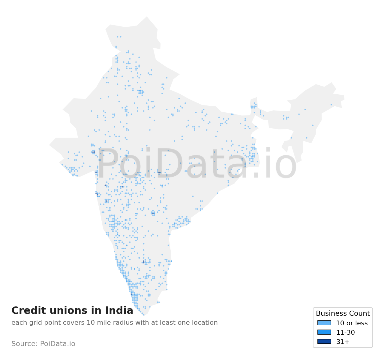 Credit union density map for India