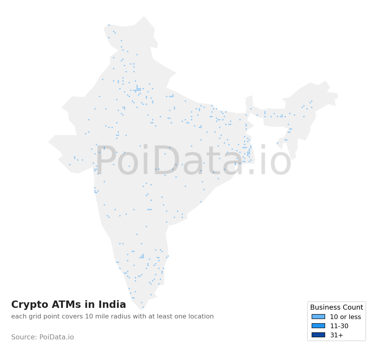 Crypto ATM density map for India