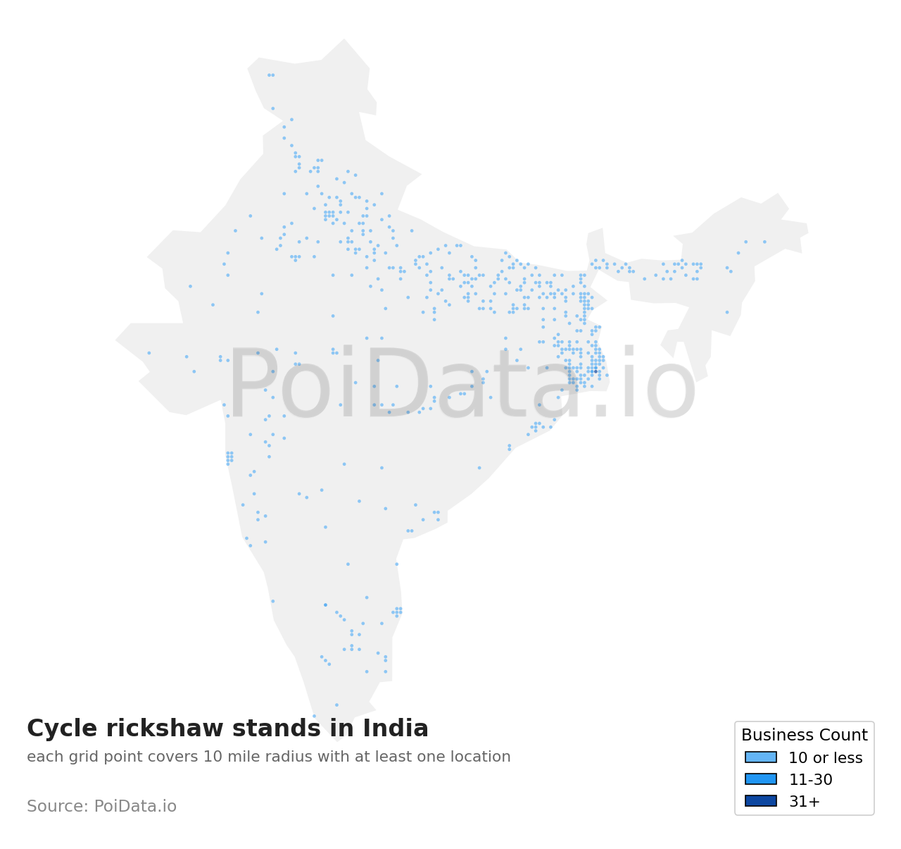 Cycle rickshaw stand density map for India