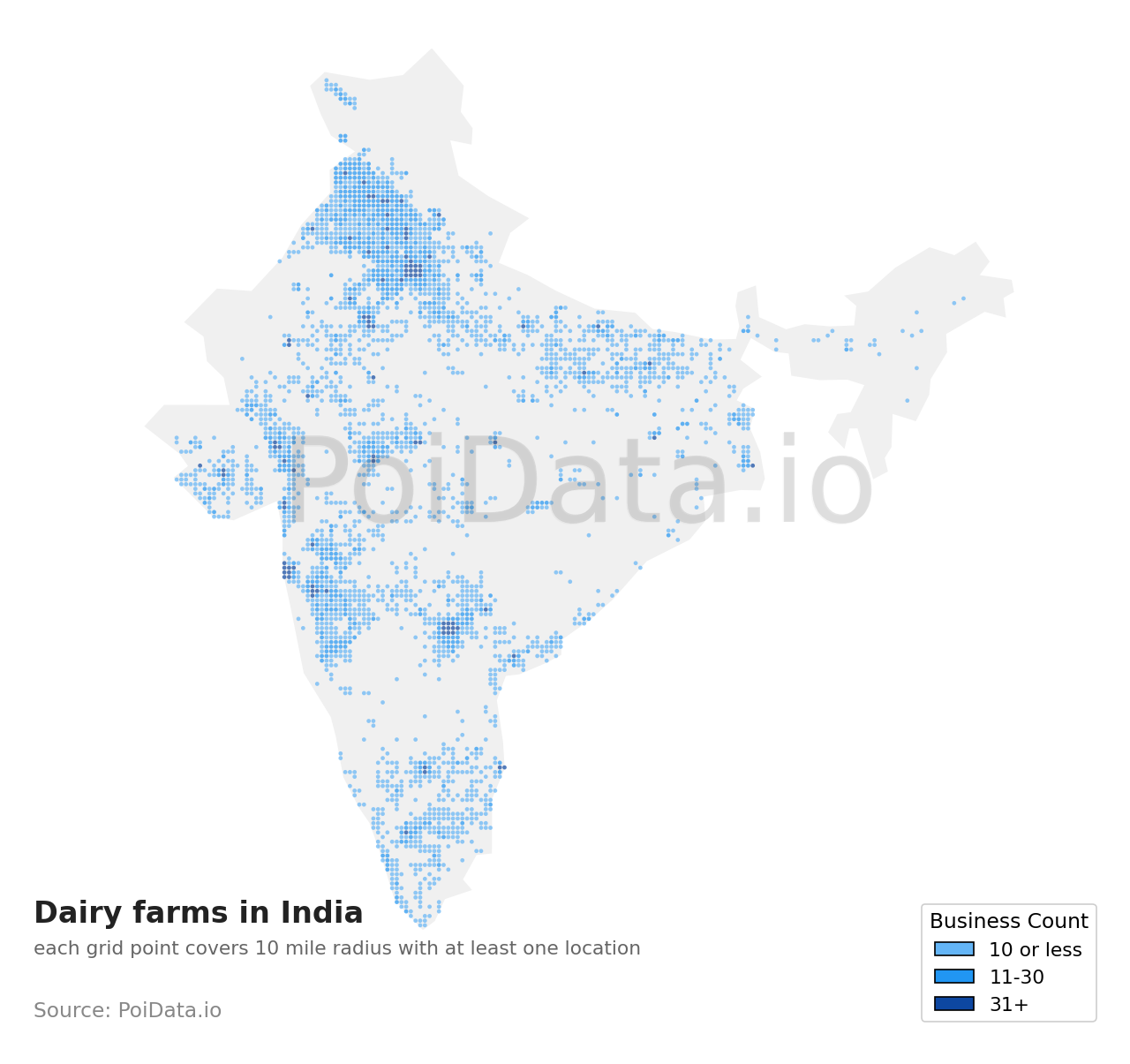 Dairy farm density map for India