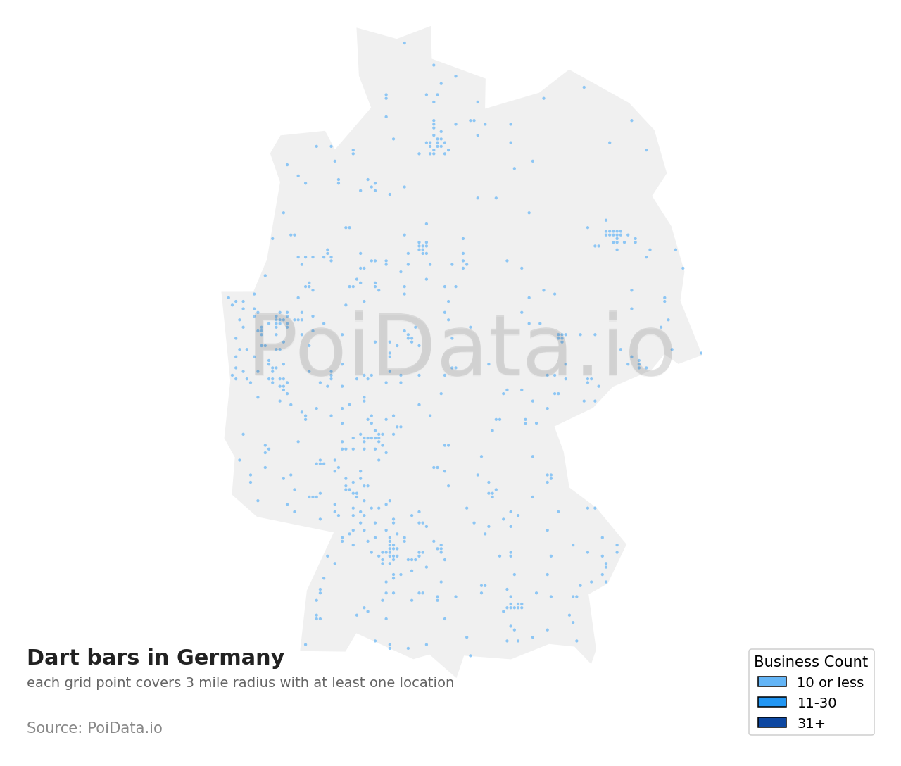 Dart bar density map for Germany