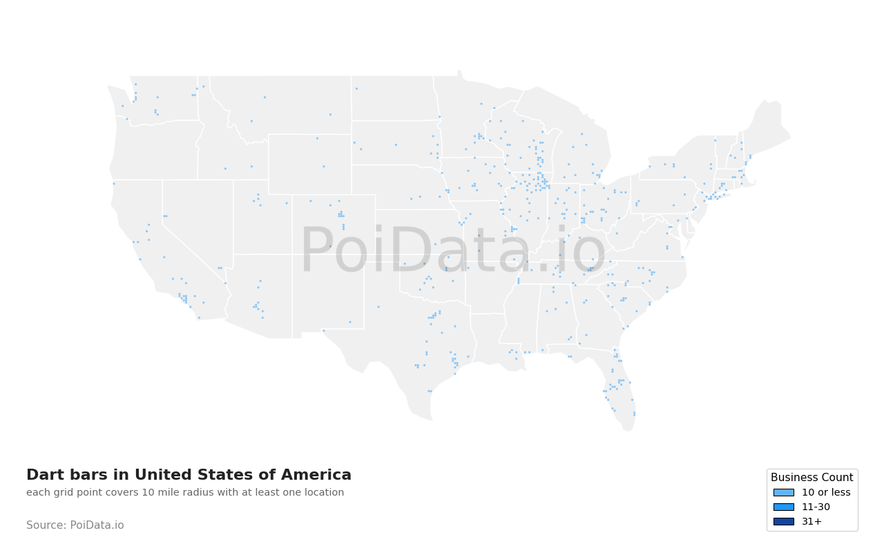 Dart bar density map for Ohio, United States