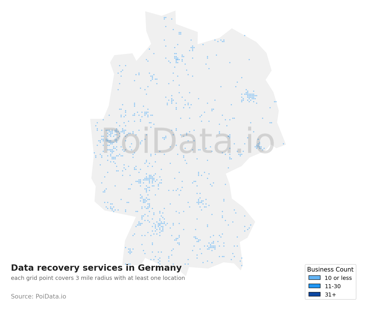 Data recovery service density map for Germany