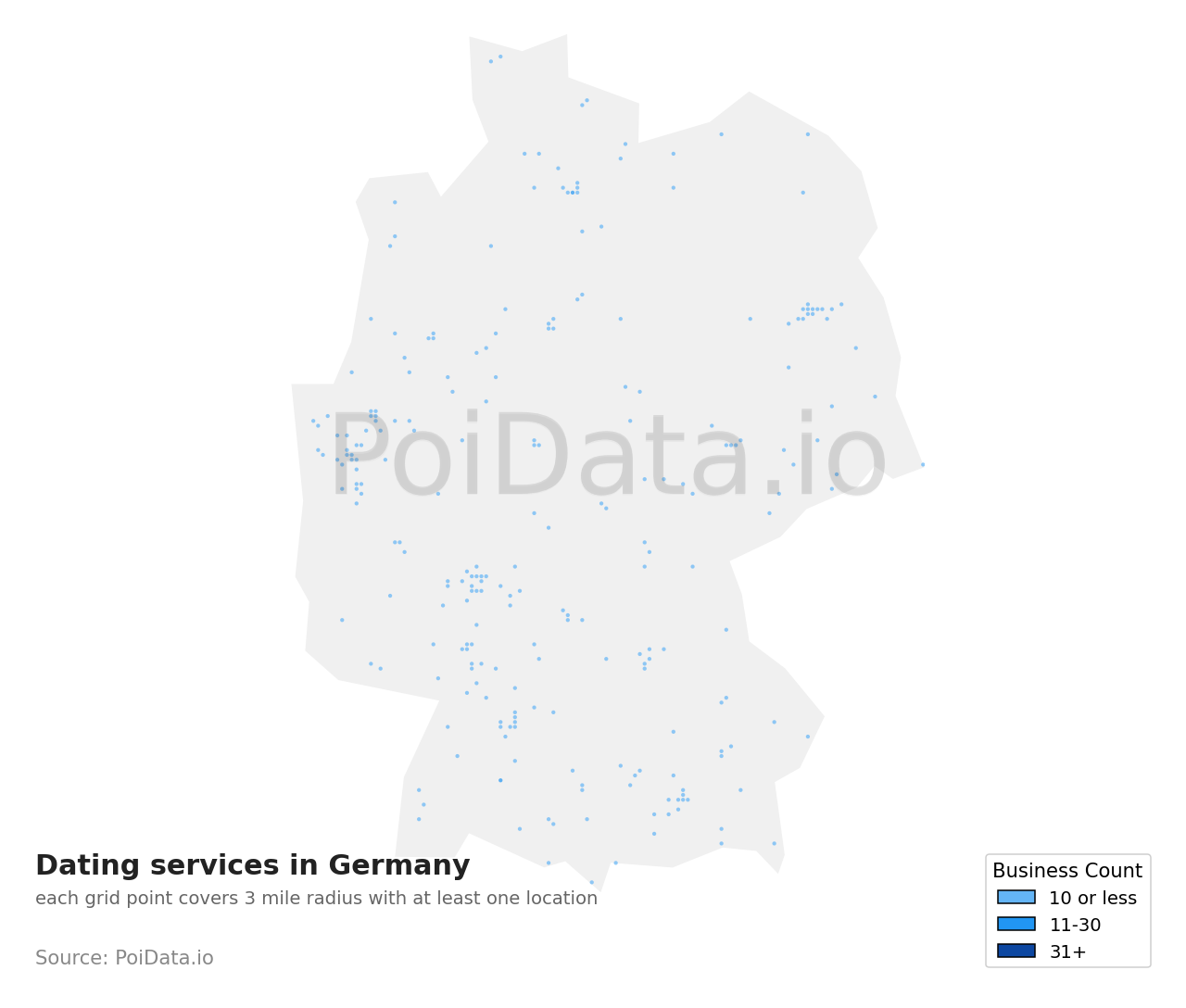 Dating service density map for Germany