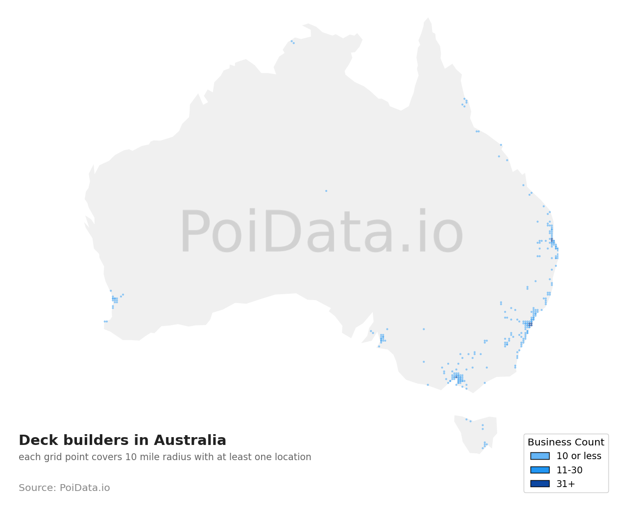 Deck builder density map for Australia