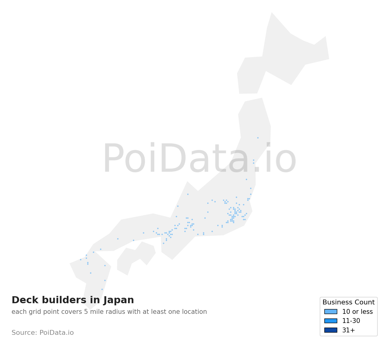 Deck builder density map for Japan