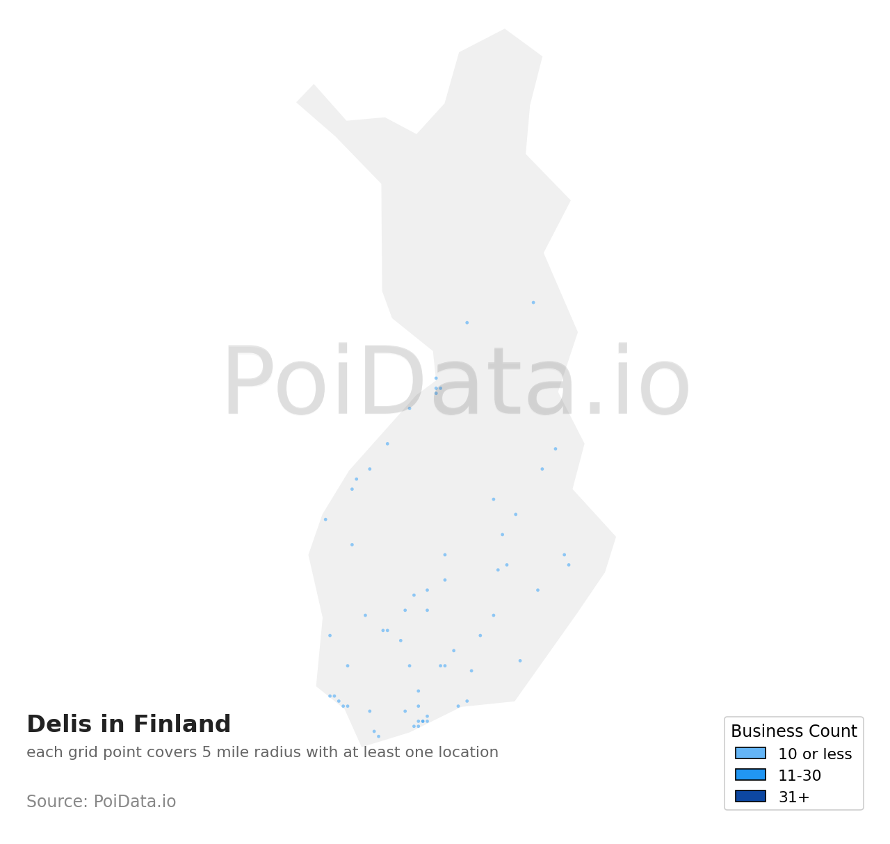 Deli density map for Finland