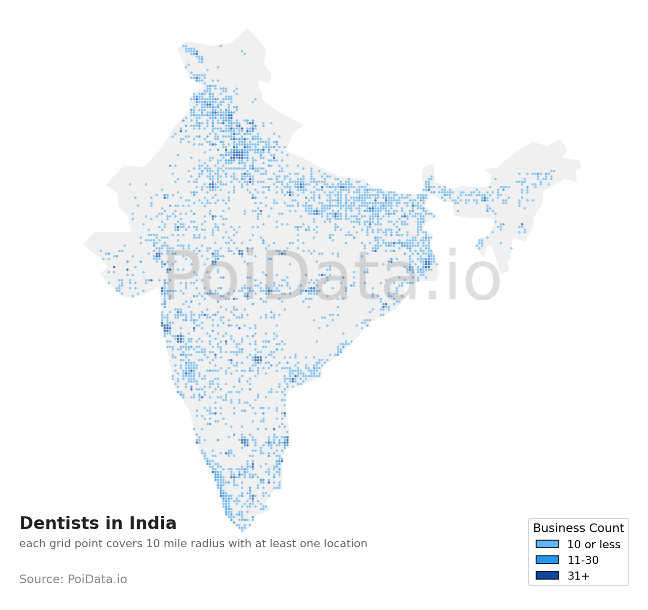 Dentist density map for India