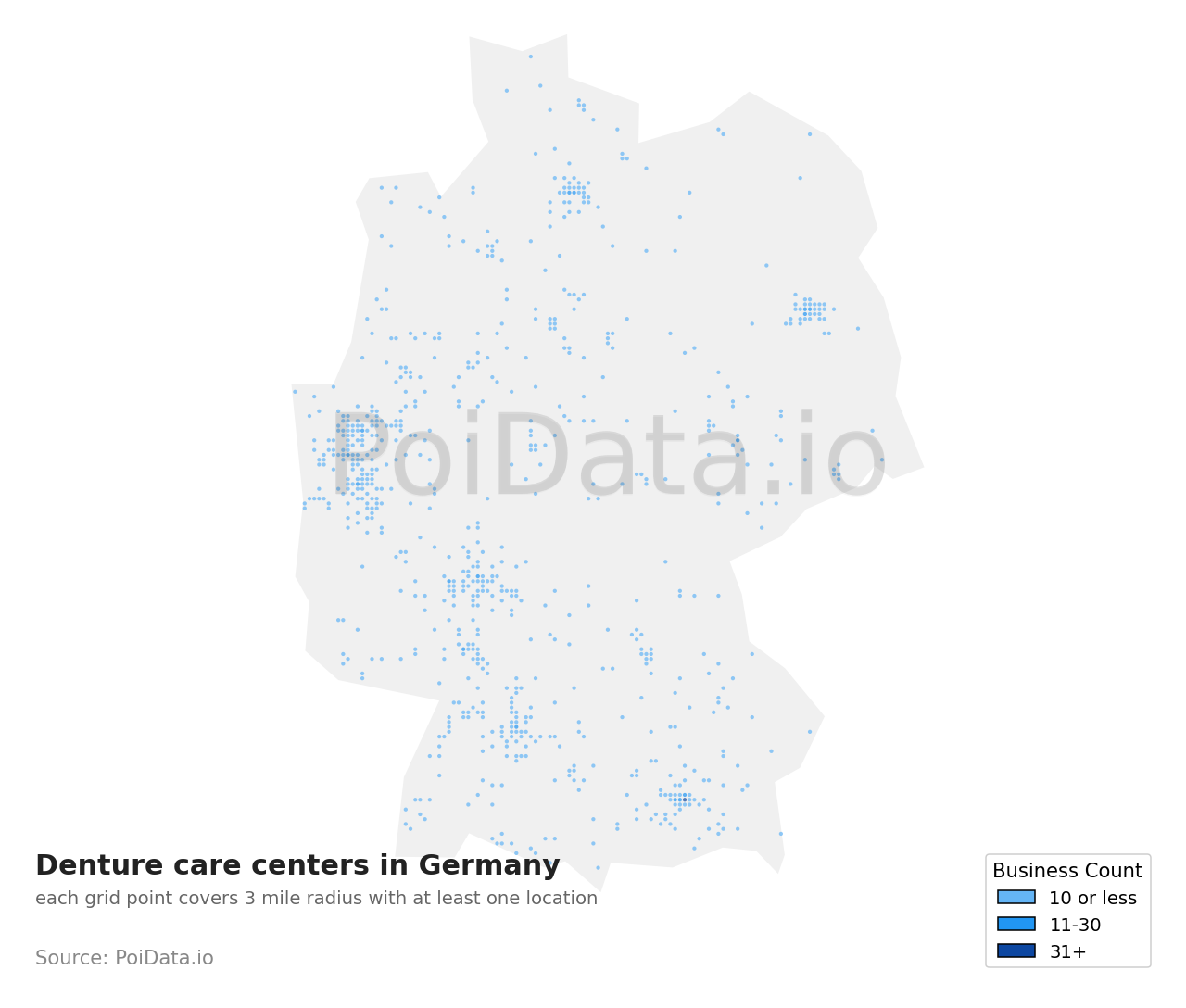 Denture care center density map for Germany