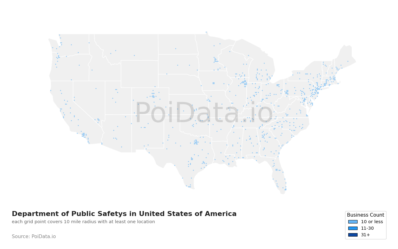 Department of Public Safety density map for Florida, United States