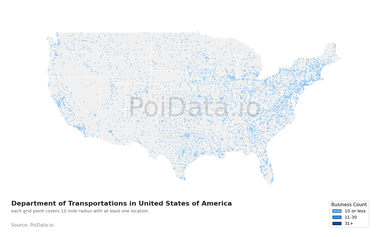 Department of Transportation density map for Missouri, United States