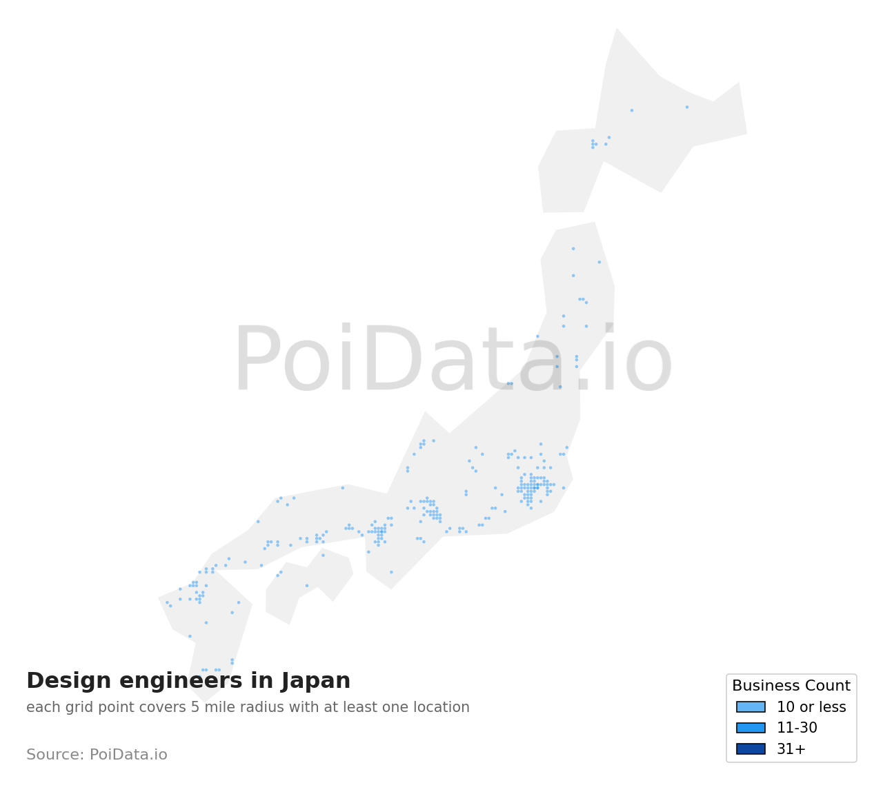 Design engineer density map for Japan