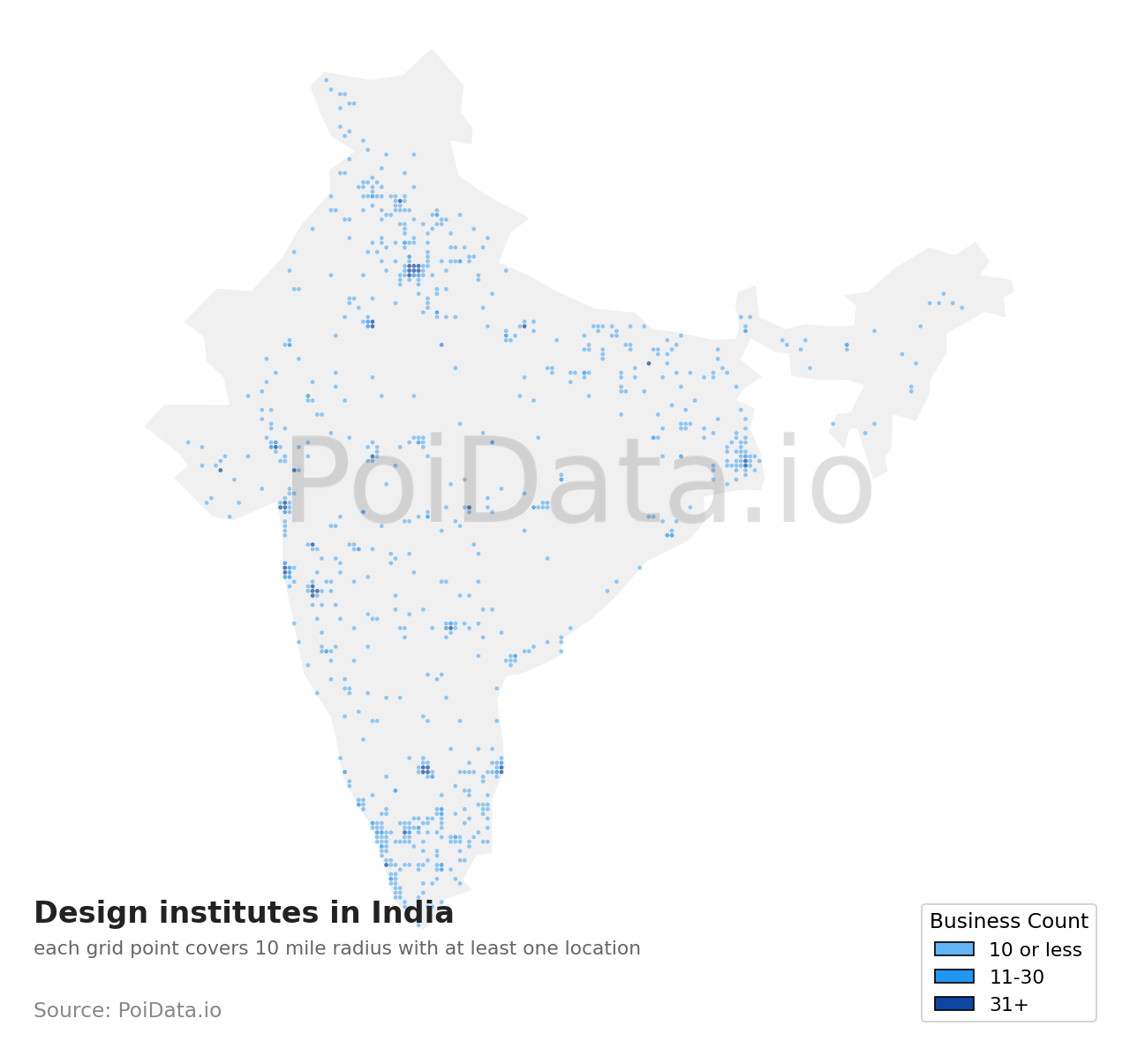 Design institute density map for India